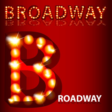 An image of a theatrical lights 3D Broadway text.のイラスト素材