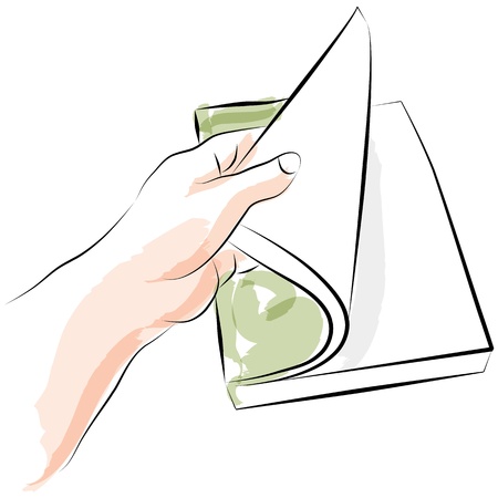 An image of a hand opening book.のイラスト素材