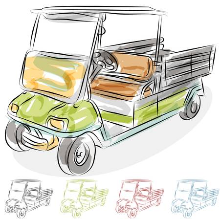 An image of a watercolor golf cart.のイラスト素材