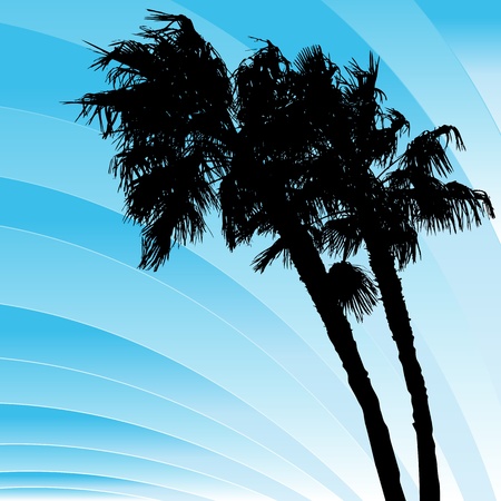 An image of a palms trees bending in the wind.のイラスト素材