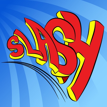 An image of a slash sound effect text.のイラスト素材