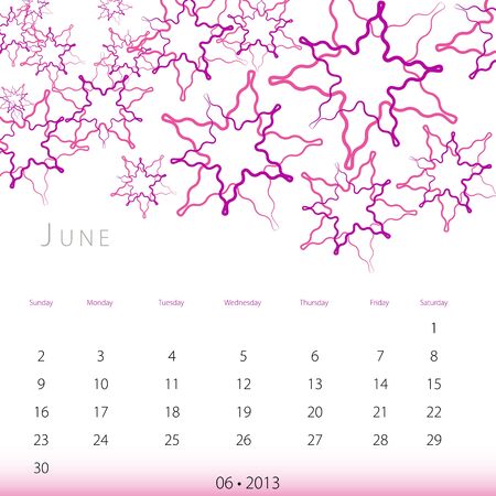 An image of a June 2013 calendar.のイラスト素材
