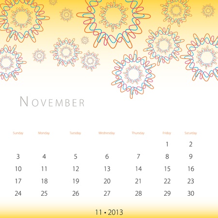 An image of a November 2013 calendar.のイラスト素材