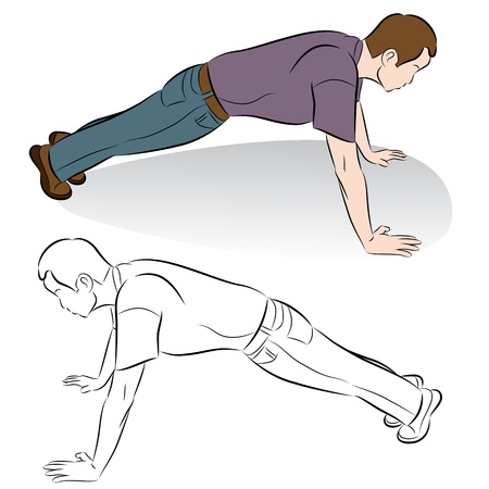 An image of a man doing push-up exercises.のイラスト素材