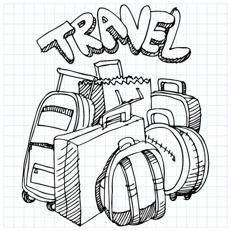 An image of a travel bag drawing.のイラスト素材