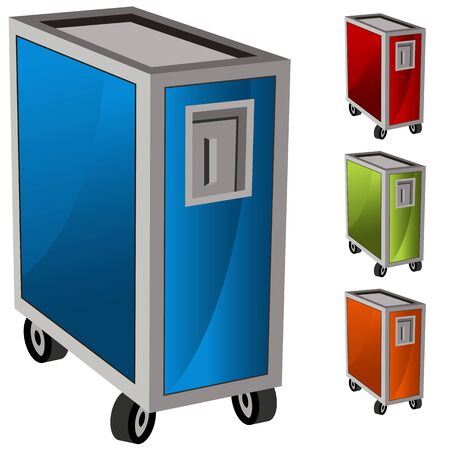 An image of a 3d meal delivery cart set のイラスト素材