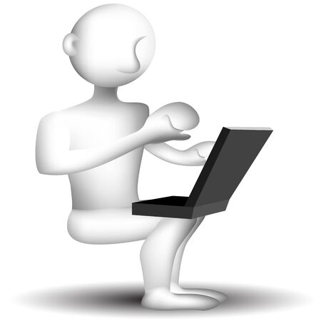 An image of a 3d laptop businessman.のイラスト素材