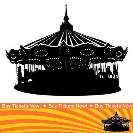 An image of a carousel ride silhouette.のイラスト素材