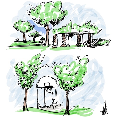 An image of park sketches.のイラスト素材