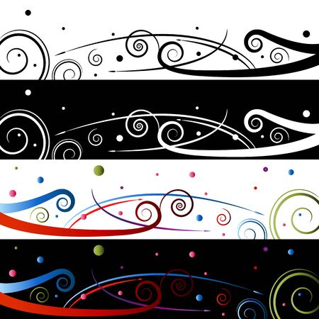 An image of a swirl celebration banner set.のイラスト素材