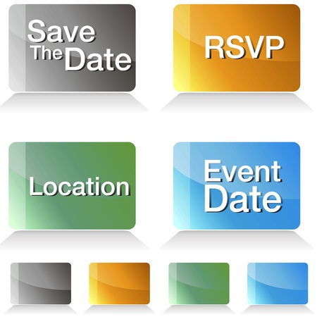 An image of a save the date jewel tone buttons.のイラスト素材