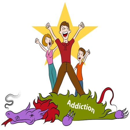 An image of a family conquering addiction.のイラスト素材