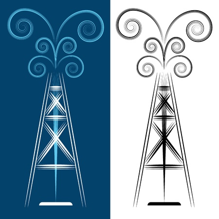 An image of a gushing oil well.のイラスト素材