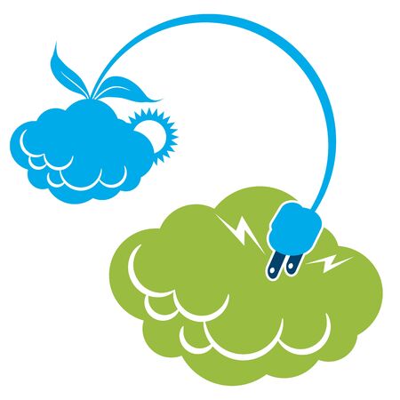 An image of cloud connected solar wind energy.のイラスト素材
