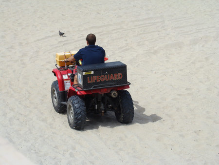 SEAL BEACH, CALIFORNIA/USA â€“ July 31: Lifeguard patrolling Seal Beach on July 31, 2009.