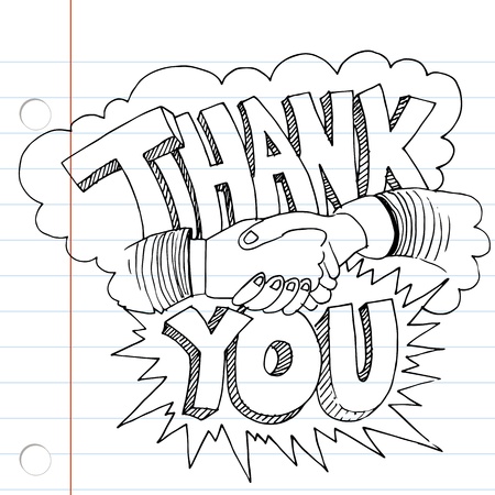 An image of a thank you handshake drawing.のイラスト素材
