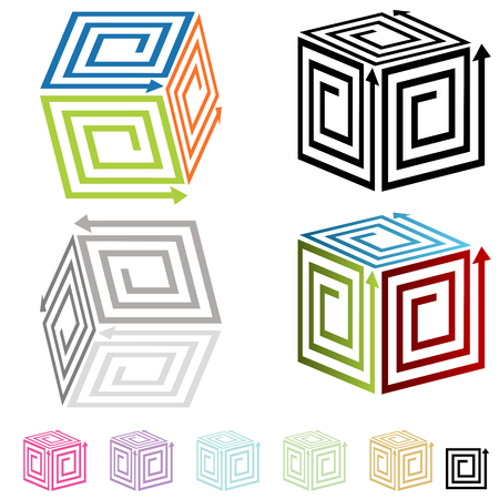 An image of 3d spiral arrow boxes.のイラスト素材
