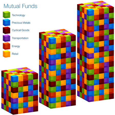 An image of a 3d mutual fund bar chart.のイラスト素材