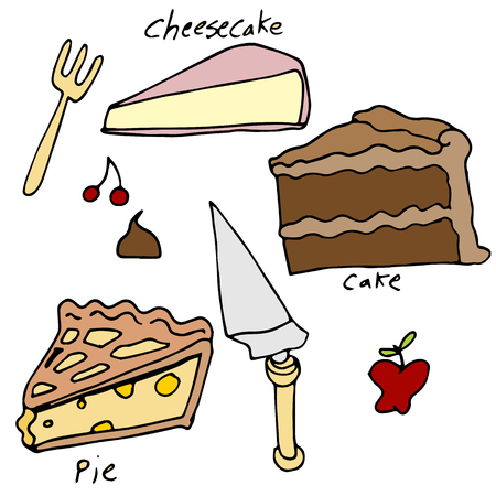 An image of cake and pie desserts.のイラスト素材