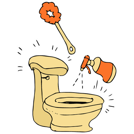 An image of a toilet being cleaned.のイラスト素材