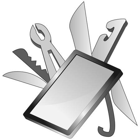 An image of a smartphone with many features.のイラスト素材