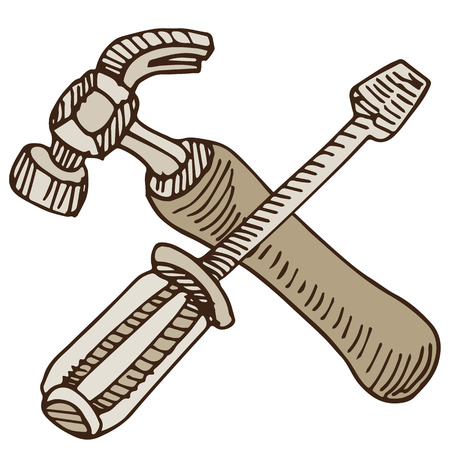 An image of a hammer and screwdriver.のイラスト素材