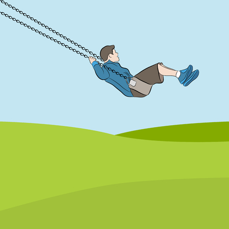 An image of a child on a swing.のイラスト素材