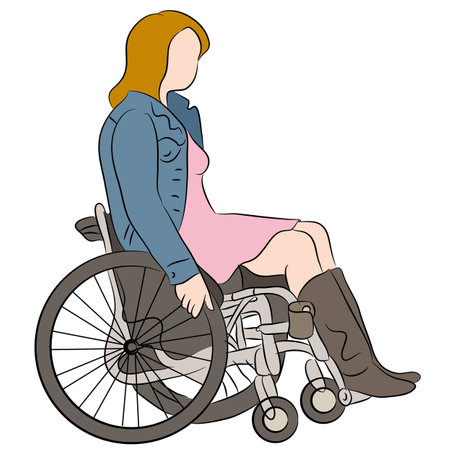 An image of a woman in a wheelchair.のイラスト素材