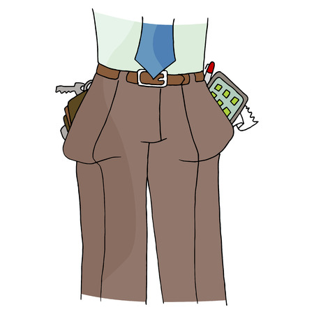 An image of a man with full pockets.のイラスト素材