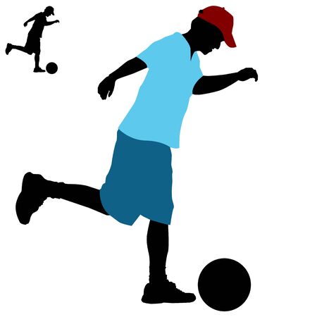 An image of a man kicking a ball.のイラスト素材