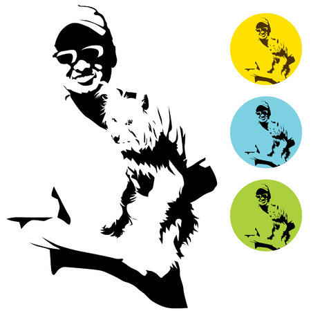 An image of a man holding a dog.のイラスト素材