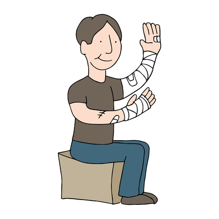 An image of a man with bandaged arms.のイラスト素材