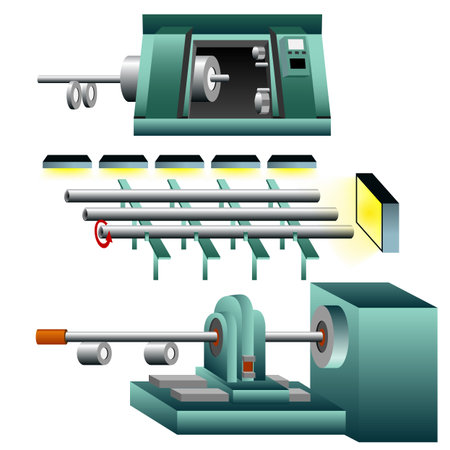 A 3d image of thread and tighten steel pipes.のイラスト素材