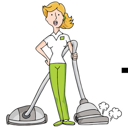 An image of female with a vacuum cleaner.のイラスト素材