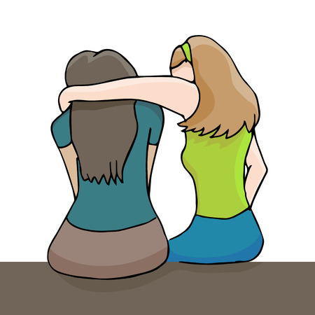 An image of a woman comforting a depressed woman.のイラスト素材