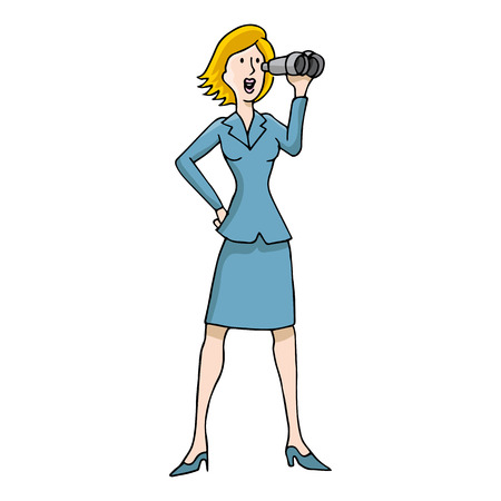 An image of a business woman using binoculars.のイラスト素材