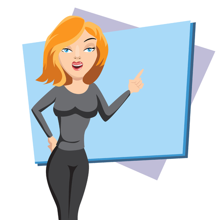 An image of a business woman delivering a message.のイラスト素材