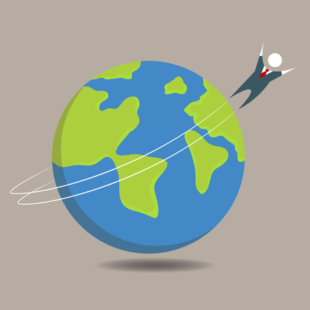 An image of a businessman traveling around the globe.のイラスト素材