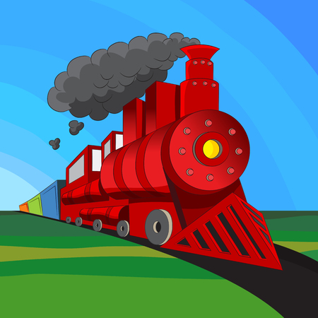 An image of a coal engine locomotive train.のイラスト素材