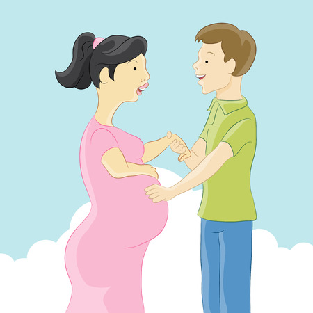 An image of a pregnant wife and her husband.のイラスト素材