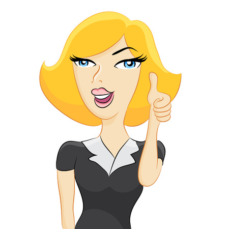 An image of a business woman giving a thumbs up approval.のイラスト素材