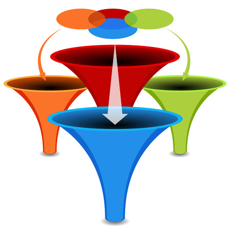 An image of a 3d venn diagram funnel chart.のイラスト素材