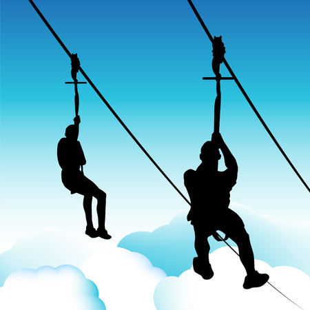 An image of zip line men.のイラスト素材