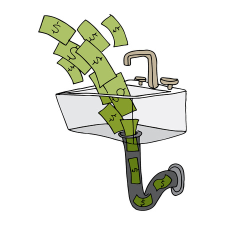 money going down the drain.のイラスト素材
