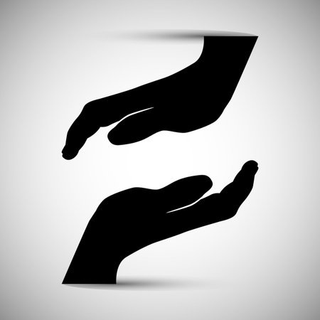 An image of two silhouette hands coming together.のイラスト素材