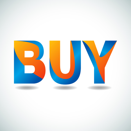 An image of buy text with orange and blue coloring.のイラスト素材