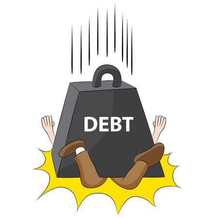An image representing a person crushed in debt.のイラスト素材