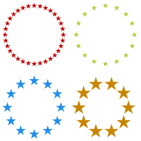 An image of a set of star icons in a round shape.のイラスト素材
