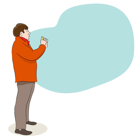 An image of a man taking a picture with his camera.のイラスト素材