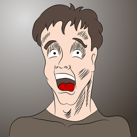 A cartoon image of a shocked man.のイラスト素材
